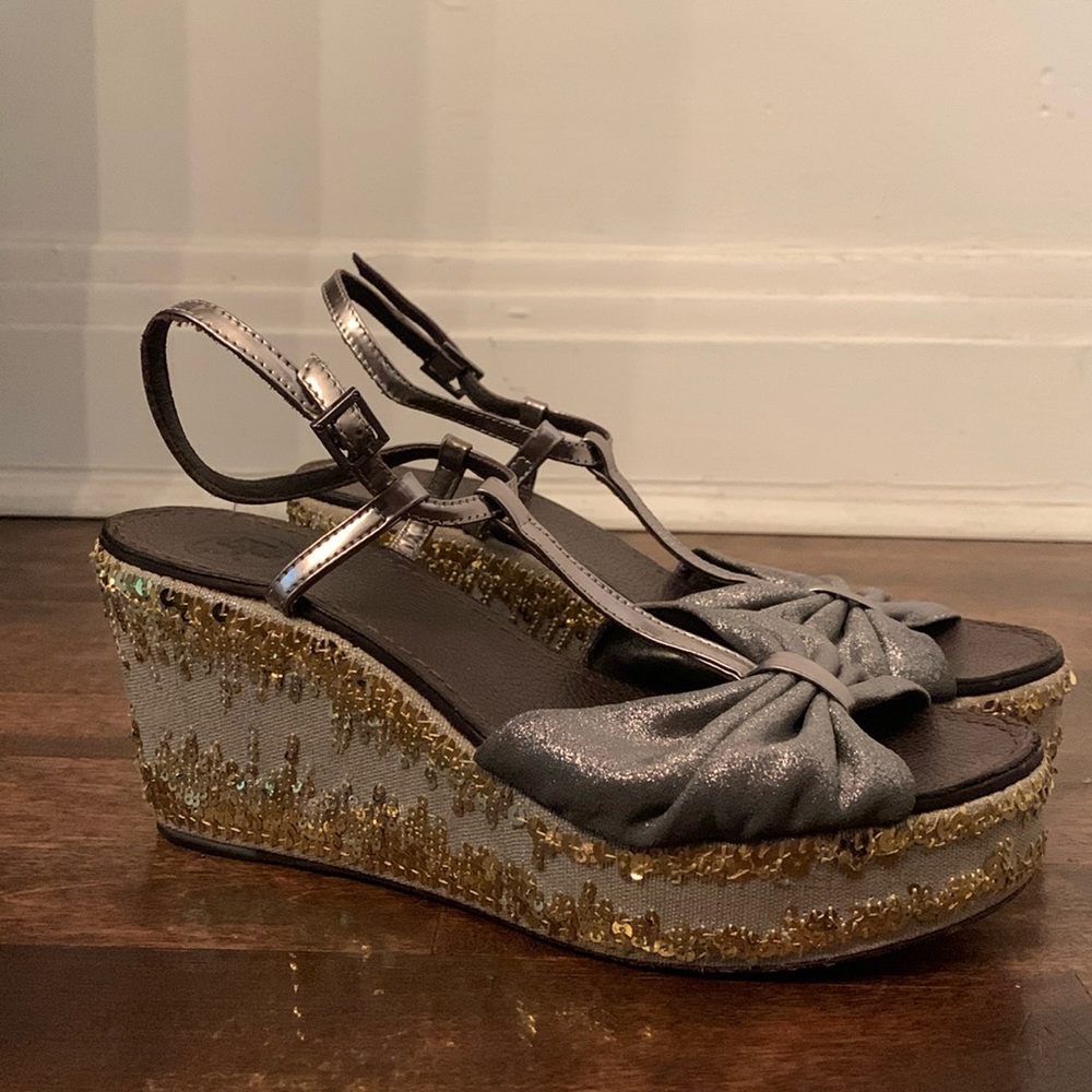 Tory Burch Sequin Wedge Heels Size 7